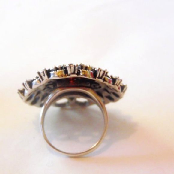 AMEDEO NYC 25mm Cameo Crystal Ring Size 8 - Picture 3 of 5